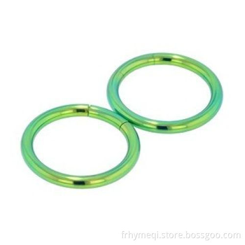 Segment Ring, Seamless/316L Anodized Light Green Titanium, Made of 316 Stainless Steel, Black-plated